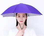 6 pcs Umbrella Hat,Adult Cap with Head Strap,Sun Umbrella,Portable Folding Waterproof Headwear for Beach,Golf, Hiking- Purple||69cm
