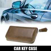 1 Pcs Leather Auto Key Fob Case Holder Smart Keychain Protector Cover Khaki