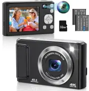 4K Digital Camera,48MP Autofocus Vlogging Camera with Dual Camera,Anti-Shake 16x