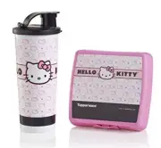 Tupperwar Hello Kitty Lover's Lunch Sandwich Keeper + Tumbler & Pour Seal New