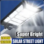 2000W 1028 LED Solar Wall Lights Outdoor Motion Sensor Garden Street Light Bulb