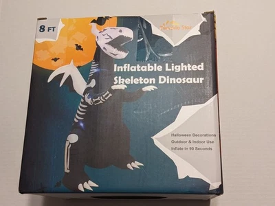 NEW Seal 8-Ft Twinkle Star Inflatable Lighted Skeleton Dinosaur Halloween Decor