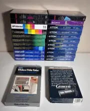 22 VHS Blank VCR Video Cassette Recorder Blank Tapes + Cleaner & Tabs TDK Maxell
