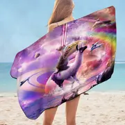 Space Cat on Llama Unicorn Eating Taco Cool Art Microfiber Beach Towel