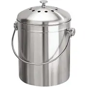 InterDesign Basic Compost Bin with Charcoal Philtres, Stainless Steel Kitchen