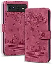 YBFJCE Wallet Case for Google Pixel 7 Pro,Magnetic Folio PU Leather Case Wallet Flip Cover with Card Holder,Protective Case Wallet Phone Case for Google Pixel 7 Pro,Wine Red