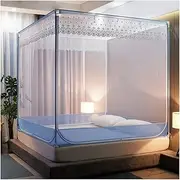 Mosquito Nets Pop Up Tent Curtains Bed Child Anti-Fall Mosquito Net Child Sleeping Tent Home Use Three Doors Fangding Encryption Double Door Zipper,Dark Blue,120X200cm (Blue 200x220cm)