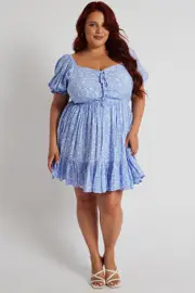 Blue Tie Front Minidress