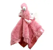 Cloud Island Pink Flamingo Lovey Plush Small Security Blanket Satin Trim Blankie