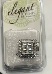 19x19mm Silver Plate 2 Strand Clasps with Crystals CLSP101SP