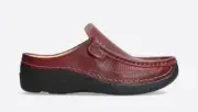 WOLKY Women's ROLL SLIDE Classic Mule Slipper, Red Leather, Size EU 40