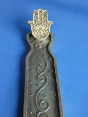 Hamsa Hand Third Eye 10 INCH Resin Incense Burner Ash Catcher Nice Detail NEW