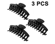 Hair Clips for Women, Pack of 3 Large Hair Clips, Non-Slip Hair Clips Claws, Plastic Hair Claw Clips - Black