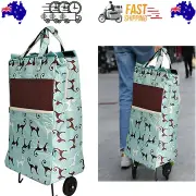 Shopping Trolley Cart Bag Foldable Wheels Carts Bags Market Luggage Basket sky blue cat