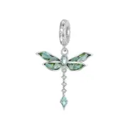 S925 Sterling Silver Sparkly Majestic Dragonfly Charm Pendant - AVILIA Designs