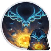 Celestial Sun Moons God Deer Round Beach Towel