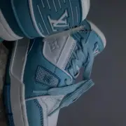 LOUIS VUITTON LV Trainer Sneakers Shoes Light Blue Blue Logo #PG6OD6