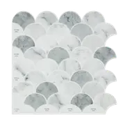 Tiles 3D Peel and Stick Wall Tile Fish Scale Mosaic 10 Sheets