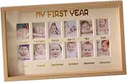 SAFIGLE Baby Photo Frame 12 Month Growth Commemorative Baptism Boy Newborn Keepsake Frame