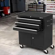 Giantz Tool Chest Trolley 3 Drawers Storage Toolbox Black