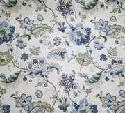 Ophelia in Iris Blue BTY 54" Wide P Kaufmann 55% Linen 45% Rayon Floral Jacobean