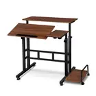 Artiss Twin Laptop Table Desk Portable Wheels Mobile Computer Adjustable NEW