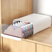 [Xiao Hua] Underwear Organizer Drawer, 1 Cells Plastic Sock Underwear Storage Drawer, Stackable Closet Organizers and Storage Box for Bras, Socks, Scarves, Ties, Belt 8.2 * 12.2 * 4.7inch（White）