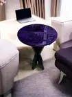 Round Agate Bar Coffee Table Top with Iron Legs Luxurious Counter Desk Furniture