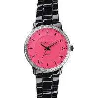 在飛比找Yahoo奇摩購物中心優惠-Relax Time 迷你馬卡龍晶鑽陶瓷腕錶-粉紅x黑/30