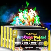 Fire Color Changing Packets Fire Pit with Citronella (4 Pack) - Perfect for Any Campfire, Bonfire & Outdoor Fireplaces - Perfect Magic Cosmic Mystical Campfire Accessories