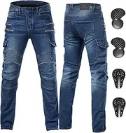 ForMTRider Men's Motorcycle Jeans with Removable CE Armor and Adjustable Air Ventricles for All-Year Riding Comfort
