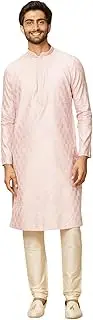 [Manyavar] Men Blended Viscose Self Design Kurta Pyjama Set