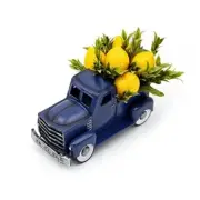 Navy Metal Truck with Artificial Lemon Decor, Farmhouse Spring Summer Blue