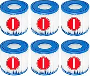 YanBan Swimming Pool Filter Cartridge Compatible with Best-way 58381 Filter Pump, Pack of 6 Repalcement Filter Compatible with Flowclear Type I
