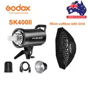 Godox SK400II 400W 2.4G Studio Flash Strobe Head Monolight +95cm Softbox Grid