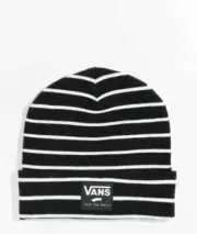 Vans Women's Breakin Curfew Black Striped Beanie (VN0A5GUV2UC) - NWT