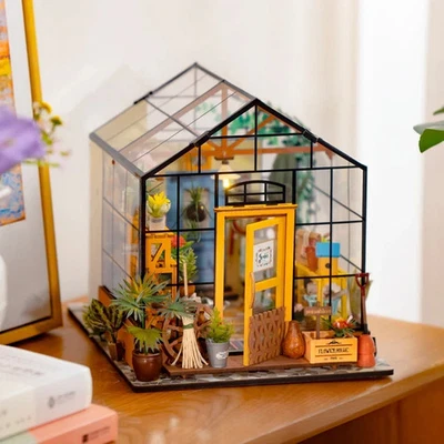 Robotime Rolife Cathy's Flower House Greenhouse 1:24 DIY Miniature Dollhouse