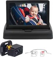 Baby Car Camera for Backseat:Car seat Camera Rear Facing Infant -HD 720P Car Baby Camera,Car Camera for Baby,Vision 360° Rotating Baby Camera for car (KB46 with USB Cable)