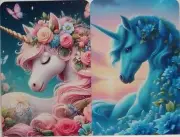 Swap cards Modern playing card back Colourful Unicorns with flowers