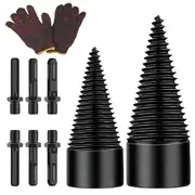 Firewood Log Splitter Drill Bit Removable Wood Splitting Drill Bit,32MM+42MM Heavy Duty Screw Cone Driver Wood Splitter Black