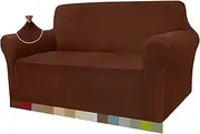 Granbest High Stretch Sofa Covers 2 Seater Super Soft Loveseat Cover Universal Couch Covers Jacquard Sofa Cover for Dogs Non Slip Furniture Protector Machine Washable (2 Seater, Coffee)