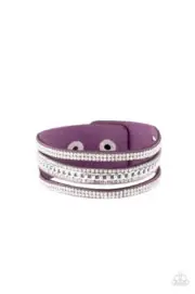 Rollin In Rhinestones - Purple - Paparazzi Accessories Bracelet