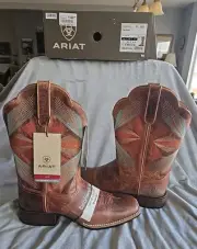 Ariat Oak Grove Women's Cowgirl Boots Maple Glaze Wide Square Toe 11 B Med New!