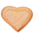 Handwoven Rattan Storage Basket Heart Shaped Tray Picnic Basket Bread Plate
