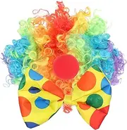 1Set Clown Costume Kit with Funny Bow Tie and Wig Festival Party Props for Clown Cosplay and Performance