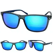 Men's Biker Motorcycle Classic Sporty Hardcore SUNGLASSES Square Frame Blue Lens