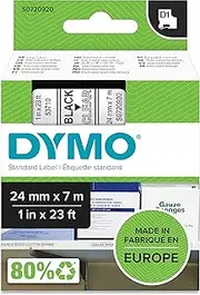 DYMO D1 Label Cassette Tape 24mm x 7M - Black on Clear