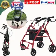 Classic Lightweight Folding Mobility Walking frame Rollator Seat Walker RedBlack