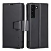 ZUSLAB Galaxy S22 Case 5G 2022 Hanman Leather Wallet Card Case for Samsung - Black