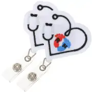2 Pcs Id Badge Holders Retractable Badges Love Easy Pull Button Nurse